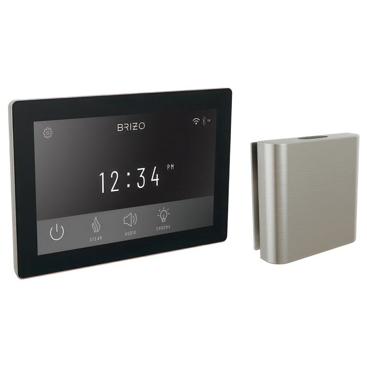Steam Kit Mystix Lumicoat Luxe Nickel Transcendent with Digital Interface & Square Steam Head 12 User Presets Built-In WIFI & Bluetooth Capabilities AromaTherapy AudioTherapy & ChromaTherapy Options Patented Dual Sensor Technology - Image 1