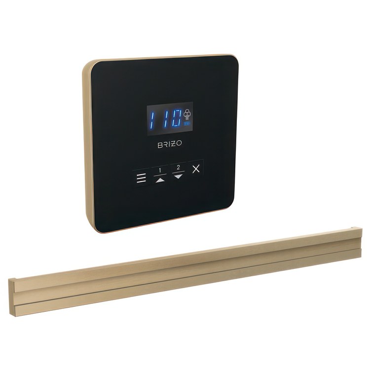 Steam Kit Mystix Lumicoat Luxe Gold Elemental with Square Steam Control & Bilateral Steam Head 2 User Presets Selectable RapidMist Patented Dual Sensor Technology - Image 1