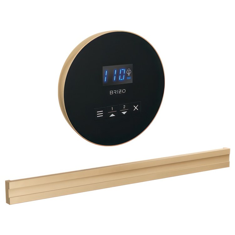 Steam Kit Mystix Lumicoat Polished Gold Elemental with Round Steam Control & Bilateral Steam Head 2 User Presets Selectable RapidMist Patented Dual Sensor Technology - Image 1