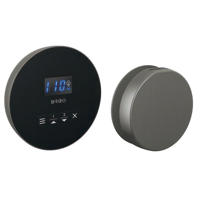 Steam Kit Mystix Lumicoat Luxe Steel Elemental with Round Steam Control & Round Steam Head 2 User Presets Selectable RapidMist Patented Dual Sensor Technology - Image 1