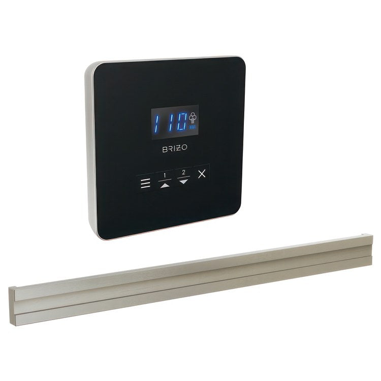 Steam Kit Mystix Lumicoat Brushed Nickel Elemental with Square Steam Control & Bilateral Steam Head 2 User Presets Selectable RapidMist Patented Dual Sensor Technology - Image 1