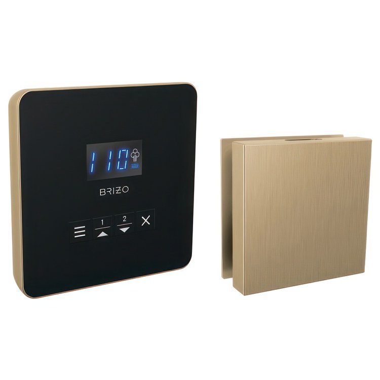 Steam Kit Mystix Lumicoat Luxe Gold Elemental with Square Steam Control & Square Steam Head 2 User Presets Selectable RapidMist Patented Dual Sensor Technology - Image 1