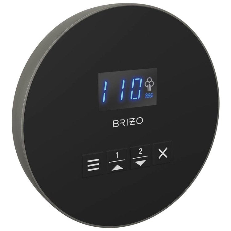 Steambath Control Mystix Round Lumicoat Luxe Steel Surface Mount Inside Steam Room Selectable RapidMist Patented Dual Sensor Technology - Image 1