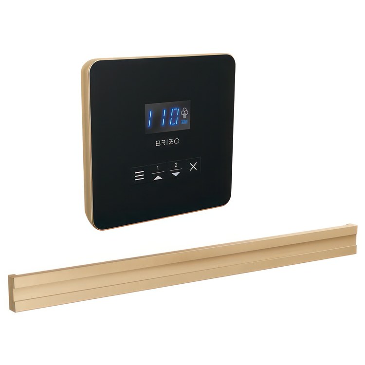 Steam Kit Mystix Lumicoat Polished Gold Elemental with Square Steam Control & Bilateral Steam Head 2 User Presets Selectable RapidMist Patented Dual Sensor Technology - Image 1