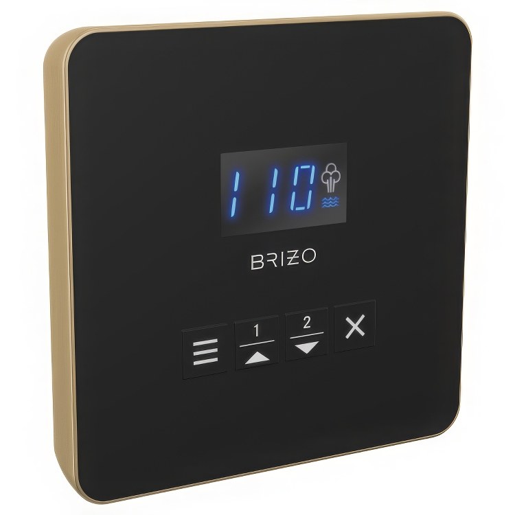 Steambath Control Mystix Linear Square Lumicoat Luxe Gold Surface Mount Inside Steam Room Selectable RapidMist Patented Dual Sensor Technology - Image 1