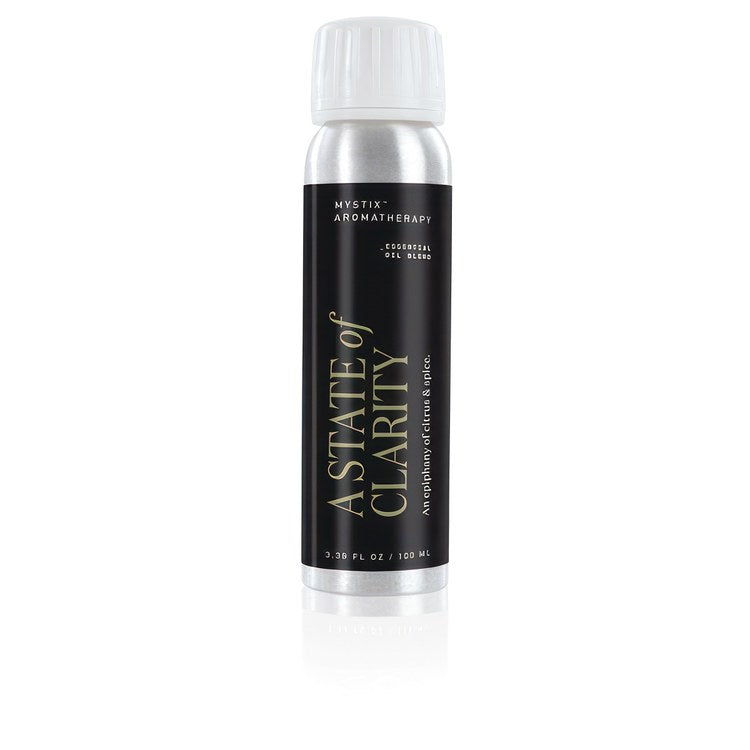Steamhead Oil Mystix Aromatherapy A State of Clarity Essential Blend 100 Milliliter Blend Contains Lemongrass Rosemary Sweet Orange Ginger Root Red Grapefruit Mandarin Orange Cinnamon Leaf Lemon 5-1/4 Inch 1-3/8 Inch - Image 1