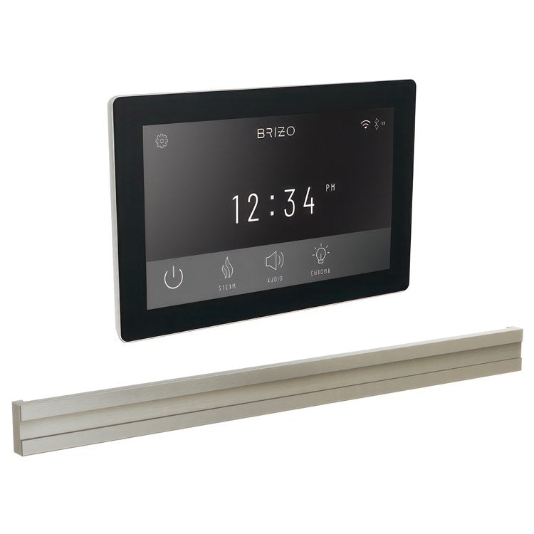 Steam Kit Mystix Lumicoat Brushed Nickel Transcendent with Digital Interface & Bilateral Steam Head 12 User Presets Built-In WIFI & Bluetooth Capabilities AromaTherapy AudioTherapy & ChromaTherapy Options Patented Dual Sensor Technology - Image 1