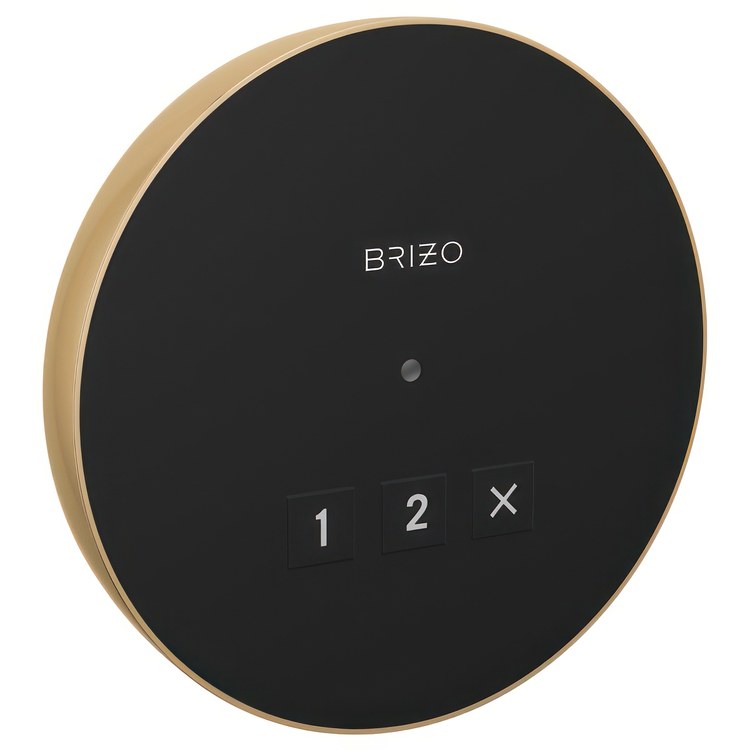 Steambath Control Mystix Elemental Experience Round Exterior Lumicoat Polished Gold Surface Mount Outside Steam Room - Image 1