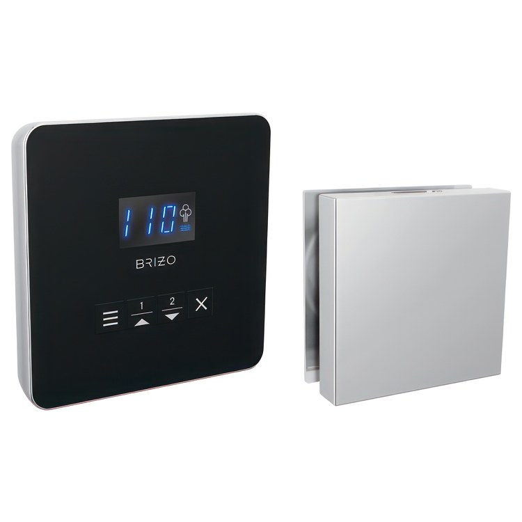 Steam Kit Mystix Lumicoat Polished Chrome Elemental with Square Steam Control & Square Steam Head 2 User Presets Selectable RapidMist Patented Dual Sensor Technology - Image 1
