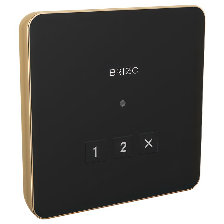 Steambath Control Mystix Elemental Experience Square Exterior Lumicoat Polished Gold Surface Mount Outside Steam Room - Image 1