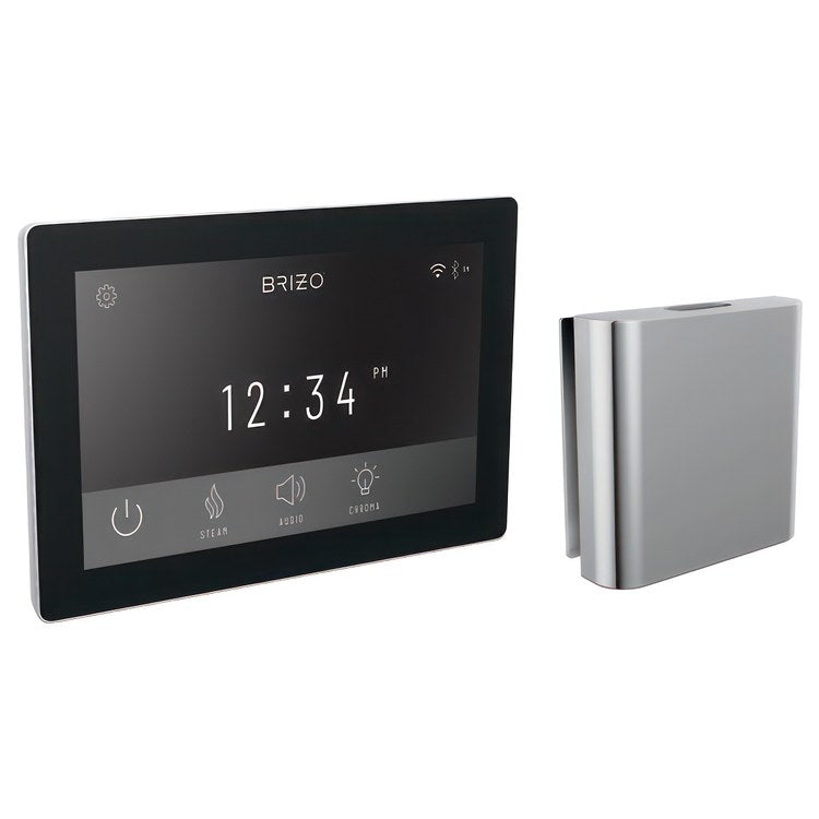 Steam Kit Mystix Lumicoat Polished Chrome Transcendent with Digital Interface & Square Steam Head 12 User Presets Built-In WIFI & Bluetooth Capabilities AromaTherapy AudioTherapy & ChromaTherapy Options Patented Dual Sensor Technology - Image 1