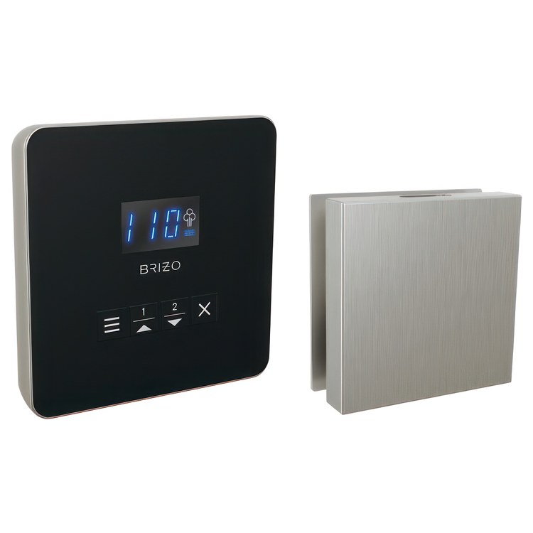 Steam Kit Mystix Lumicoat Luxe Nickel Elemental with Square Steam Control & Square Steam Head 2 User Presets Selectable RapidMist Patented Dual Sensor Technology - Image 1
