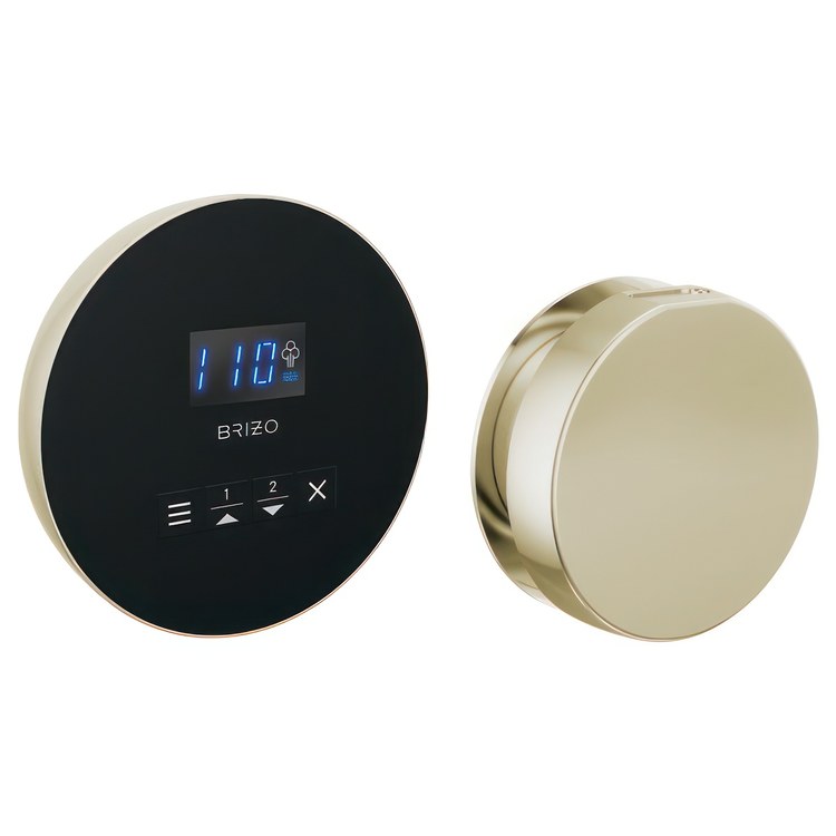 Steam Kit Mystix Lumicoat Polished Nickel Elemental with Round Steam Control & Round Steam Head 2 User Presets Selectable RapidMist Patented Dual Sensor Technology - Image 1
