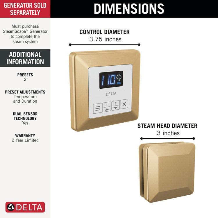 Shower Kit Square Steam Package Lumicoat Champagne Bronze - Image 2