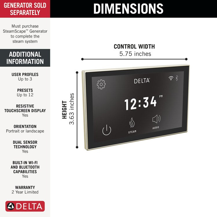 Display Interface Steamscape Lumicoat Polished Nickel Temperature Range 50 DEG F to 125 DEG F for Steam Room 3-5/8 Inch - Image 3