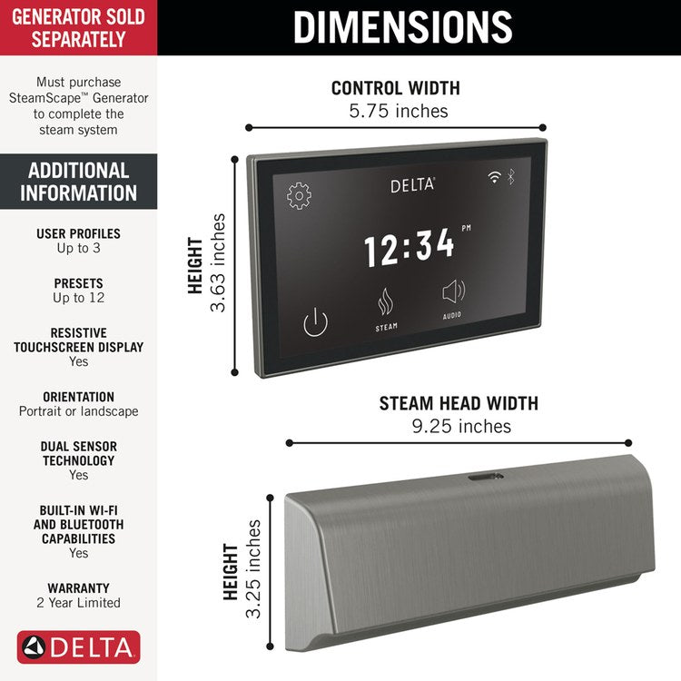 Shower Kit Unilateral Digital Steam Package Lumicoat Black Stainless - Image 2