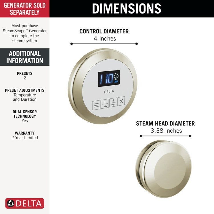 Shower Kit Round Steam Package Lumicoat Polished Nickel - Image 2