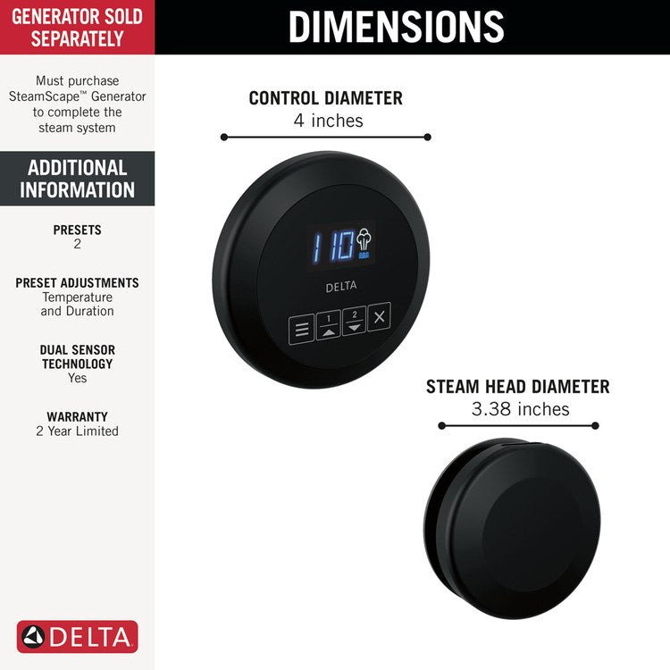 Shower Kit Round Steam Package Matte Black - Image 2