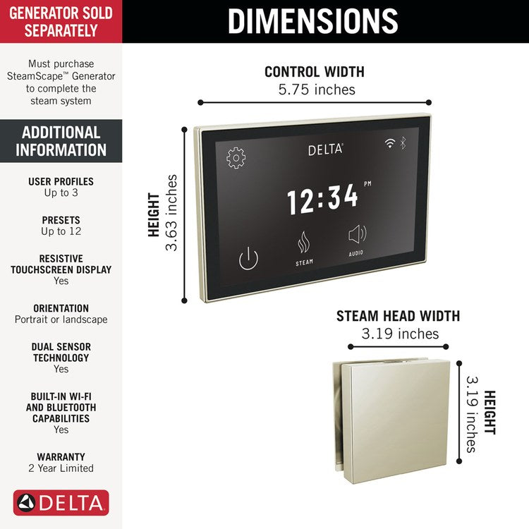 Shower Kit Square Digital Steam Package Lumicoat Polished Nickel - Image 2