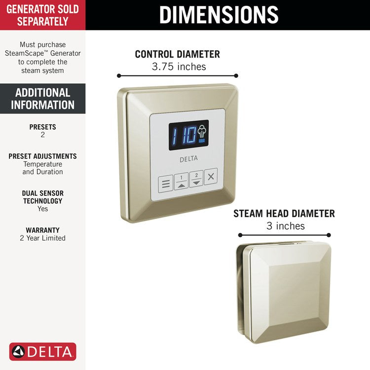 Shower Kit Square Steam Package Lumicoat Polished Nickel - Image 2