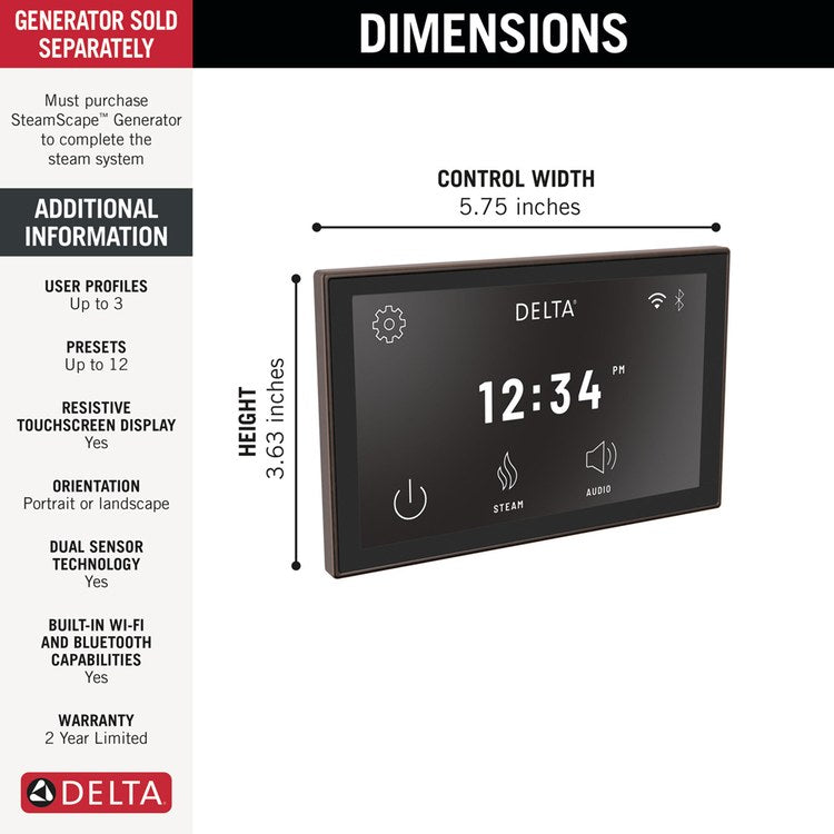 Display Interface Steamscape Venetian Bronze Temperature Range 50 DEG F to 125 DEG F for Steam Room 3-5/8 Inch - Image 3