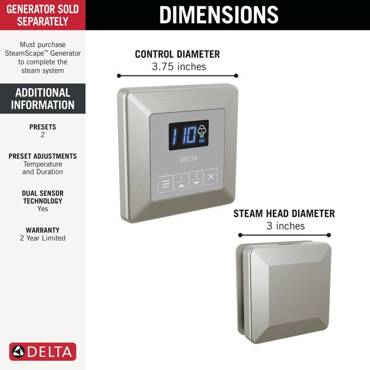 Shower Kit Square Steam Package Lumicoat Stainless - Image 2