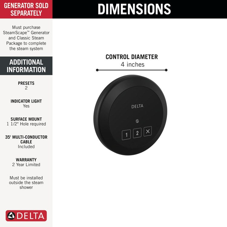 Steam Control Exterior Round Matte Black - Image 2