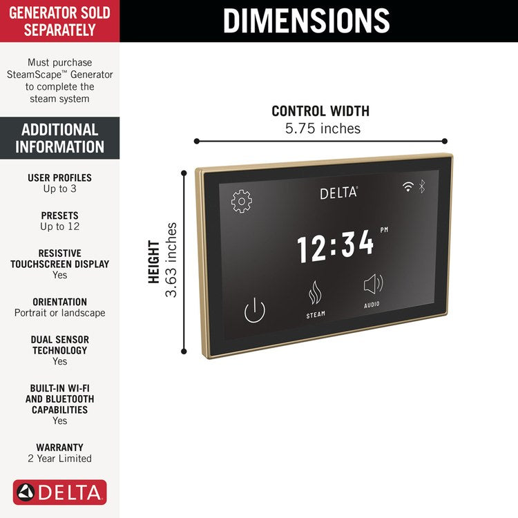 Display Interface Steamscape Lumicoat Champagne Bronze Temperature Range 50 DEG F to 125 DEG F for Steam Room 3-5/8 Inch - Image 3