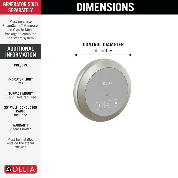 Steam Control Exterior Round Lumicoat Stainless - Image 2