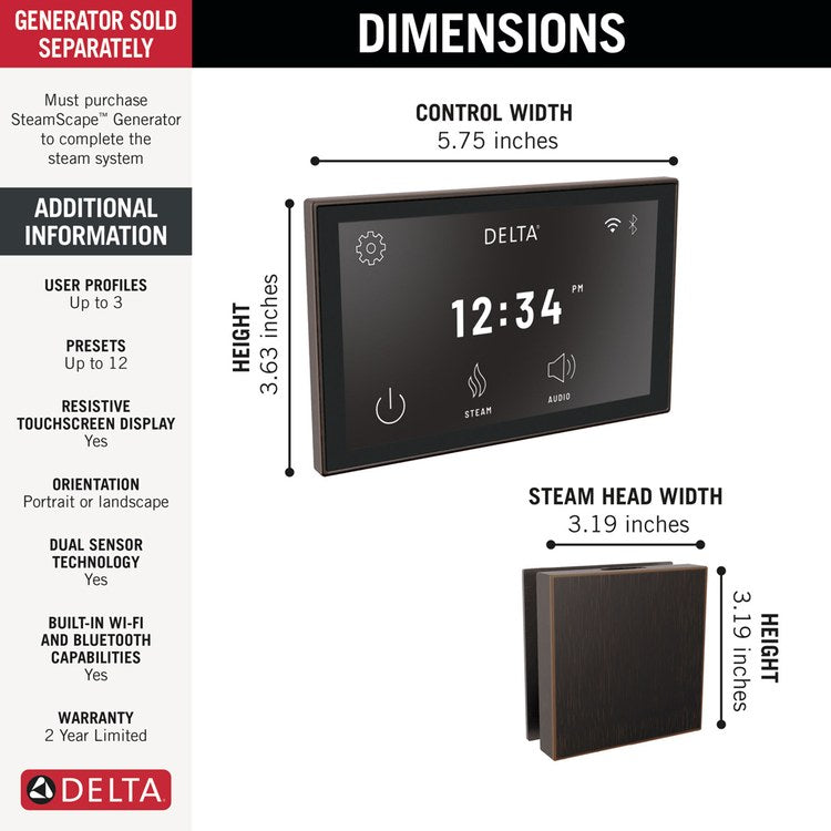Shower Kit Square Digital Steam Package Venetian Bronze - Image 2