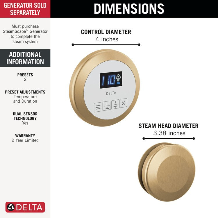 Shower Kit Round Steam Package Lumicoat Champagne Bronze - Image 2