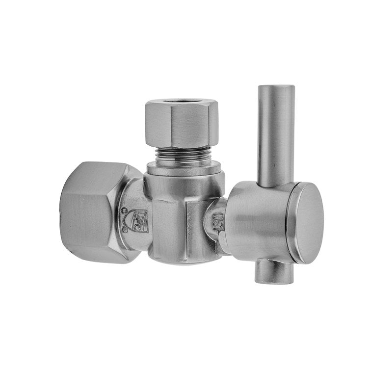 Supply Valve Quarter Turn Angle Pattern with Contempo Lever Handle Brass Satin Nickel 3/8 Inch IPS x 3/8 Inch O.D. Supply Valve - Image 1