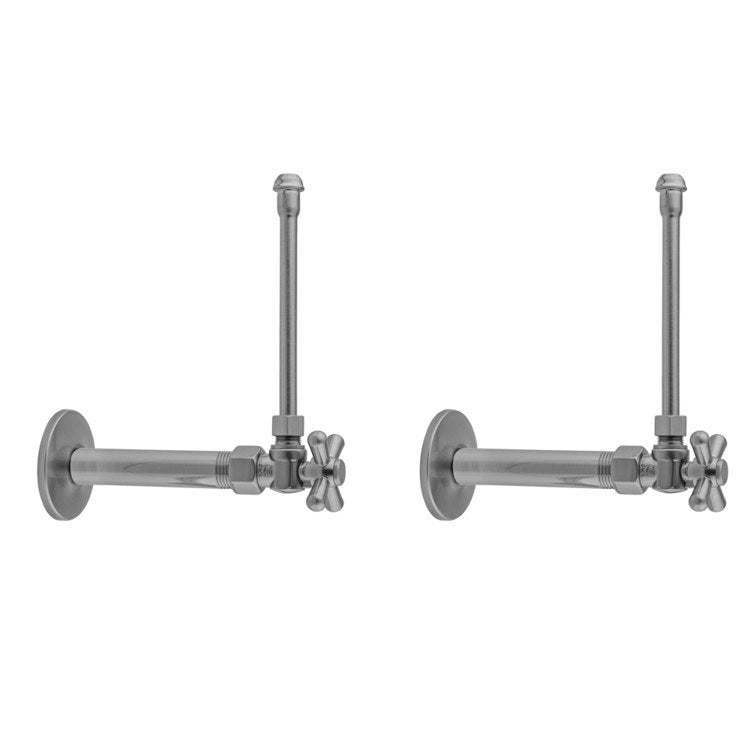 Faucet Supply Kit Quarter Turn Angle Pattern 20 Inch Brass Matte Black Cross Includes 1/2 Inch IPS x 3/8 Inch O.D. Supply Valve with Cross Handle/20 Inch Supply Tubes/Escutcheons - Image 1