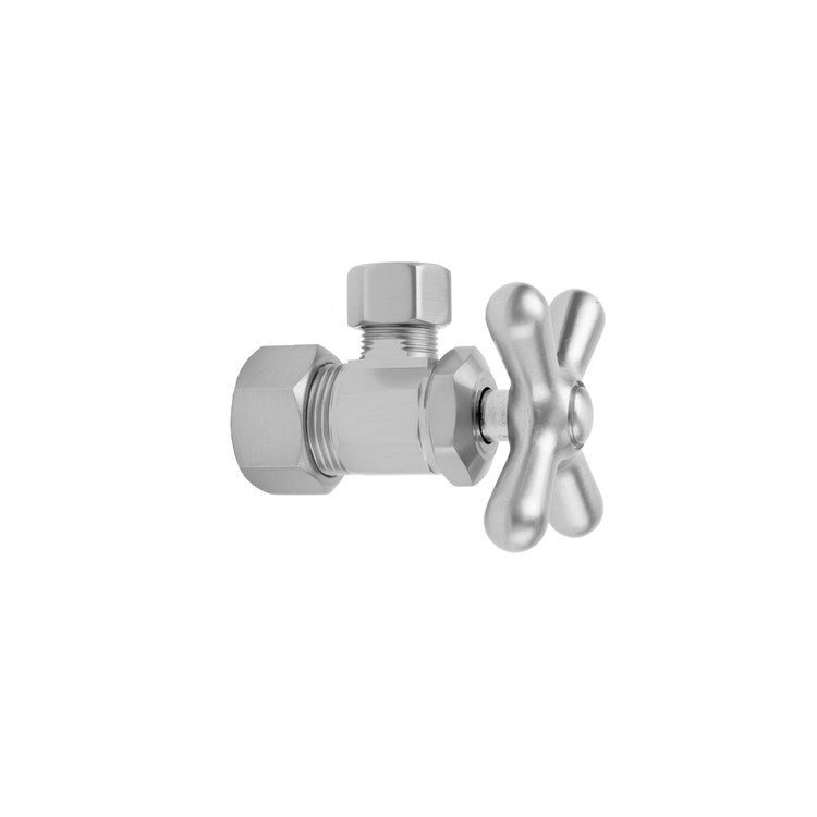 Supply Valve Multi Turn Angle Pattern with Cross Handle 5/8 x 3/8 Inch OD Brass Polished Nickel Compression - Image 1