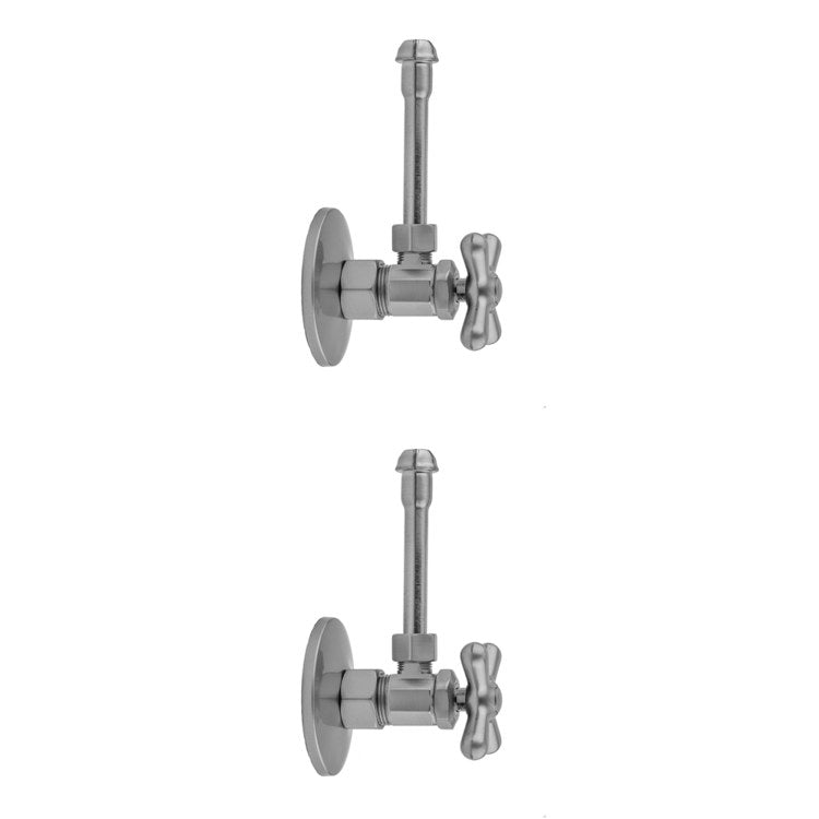 Faucet Supply Kit Multi Turn Angle Pattern 20 Inch Brass Polished Chrome Includes 5/8 Inch O.D. Compression (Fits 1/2 Inch Copper) x 3/8 Inch O.D. with Cross Handle
