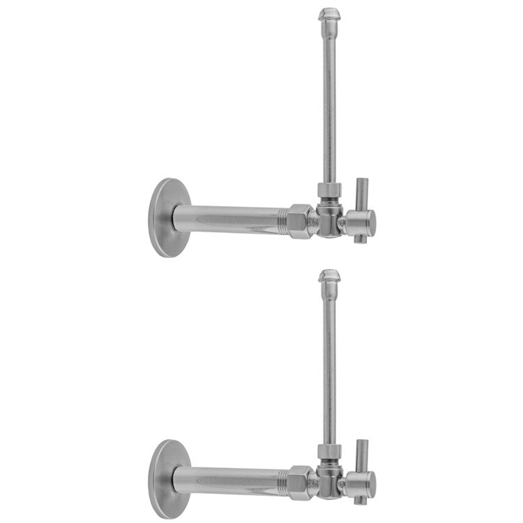 Faucet Supply Kit Quarter Turn Angle Pattern 20 Inch Brass Satin Nickel Includes 3/8 Inch IPS x 3/8 Inch O.D. with Contemporary Lever Handle - Image 1