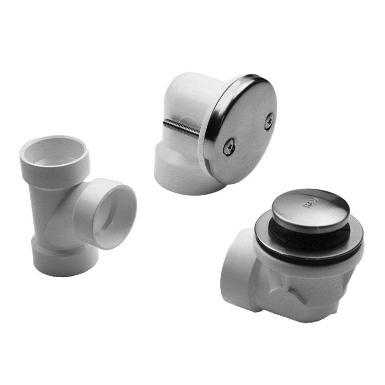 Drain Kit Toe Control with 2 Hole Faceplate Half Kit Oil Rubbed Bronze 1/2 Inch Brass for Tub Includes Overflow Elbow Drain Shoe Tee & Trim Kit - Image 1