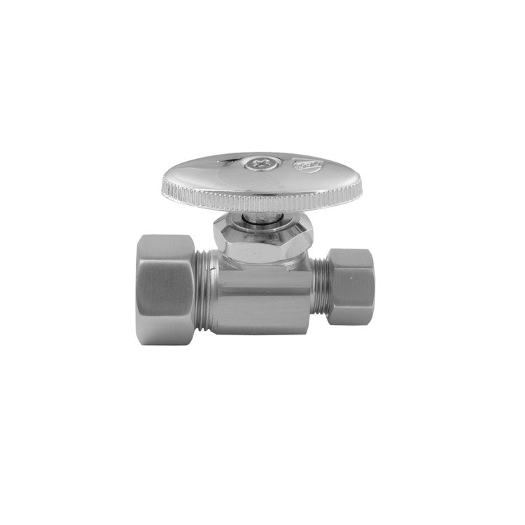 Supply Valve Multi Turn Straight Pattern with Oval Handle 5/8 x 3/8 Inch OD Brass Polished Nickel Compression - Image 1