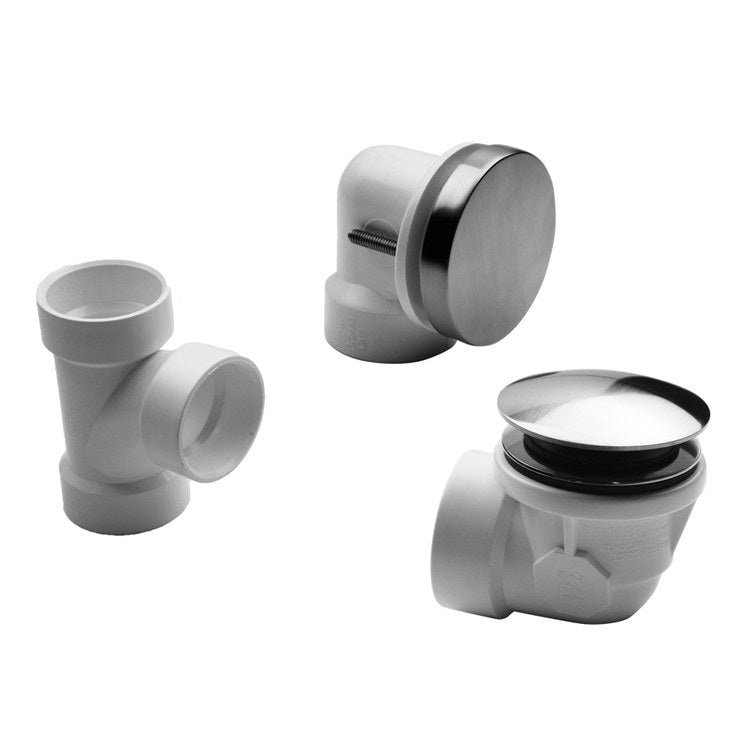 Drain Kit Polished Nickel Brass Includes Toe Control Strainer with Round No Hole Faceplate Half Kit 2-1/16 Inch - Image 1