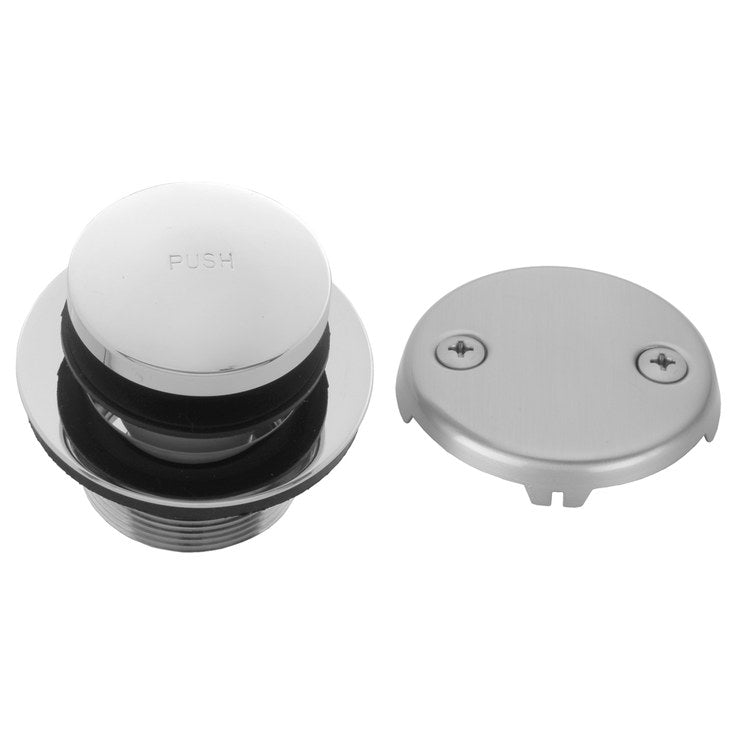 Drain Strainer Toe Control Tub with 2 Hole Faceplate Polished Nickel Brass Spring Loaded - Image 1