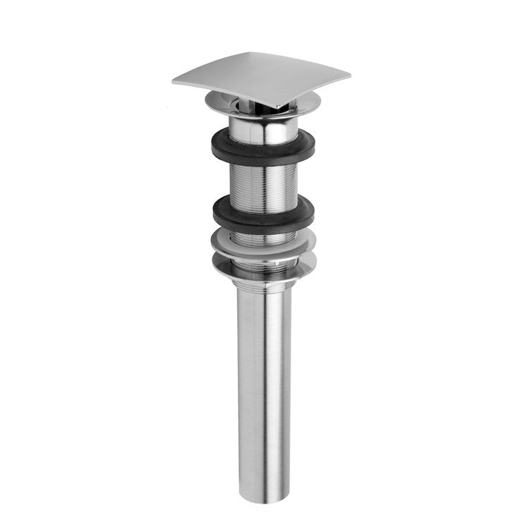 Lavatory Drain Stationary Square Less Overflow with Oversized Flange Satin Nickel 10-2/3 Inch Length - Image 1