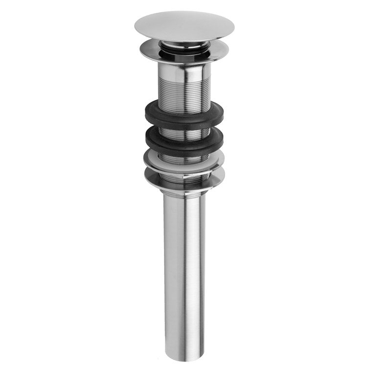 Lavatory Drain Finger Touch Round with Overflow 1-1/2 Inch Satin Nickel for Standard Pop-Up and P.O. Plugs with Rubber Stoppers Ideal for Vessel Sinks 10-3/4 Inch Length - Image 1
