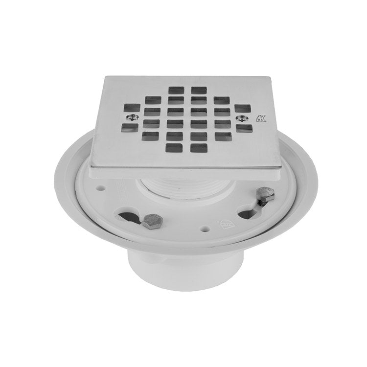 Shower Drain Square Plate Complete 4-1/4 Inch Vintage Bronze Brass for 2 or 3" PVC - Image 1