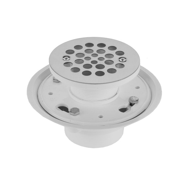 Shower Drain Complete Round 4-1/4 Inch Matte Black PVC/Stainless Steel for 2 or 3" PVC - Image 1