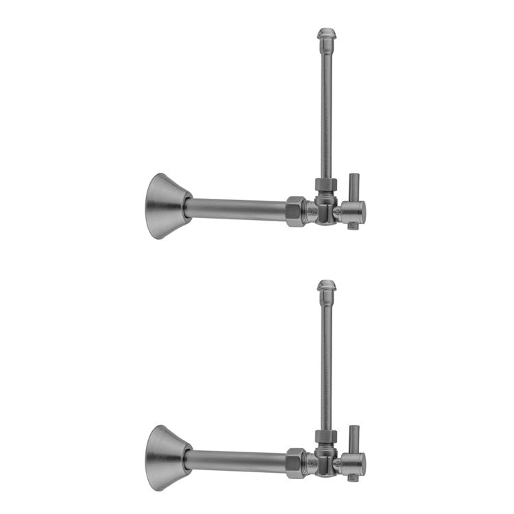 Faucet Supply Kit Quarter Turn Angle Pattern 5/8 x 3/8 Inch OD 20 Inch Compression Matte Black Lever Includes Supply Valves/Supply Tubes/Bell Escutcheons/Cover Tubes 621-2-62CT - Image 1