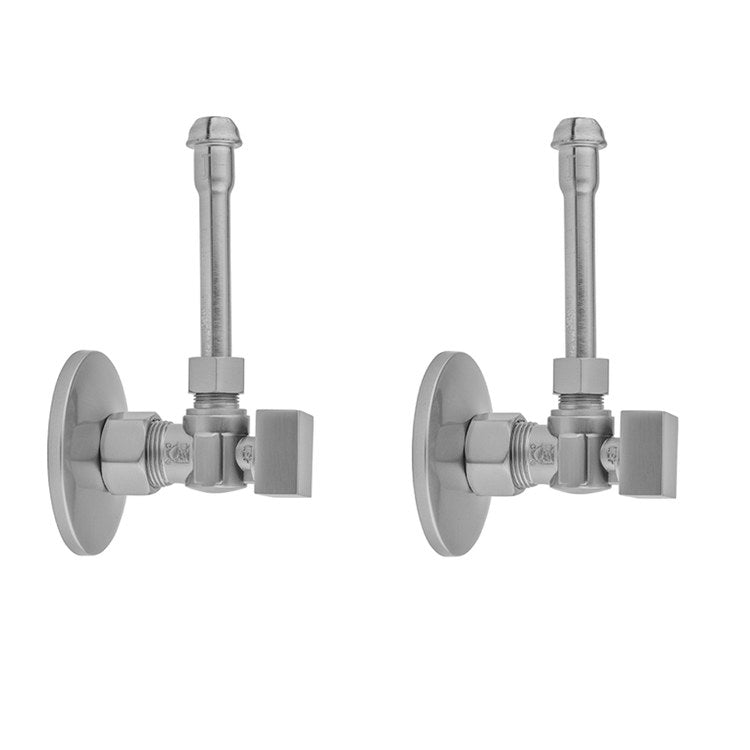 Faucet Supply Kit Quarter Turn Angle Pattern 5/8 x 3/8 Inch OD 20 Inch Compression Satin Brass Square Handle Includes Supply Valves/Supply Tubes/Escutcheons 621-7-62 - Image 1