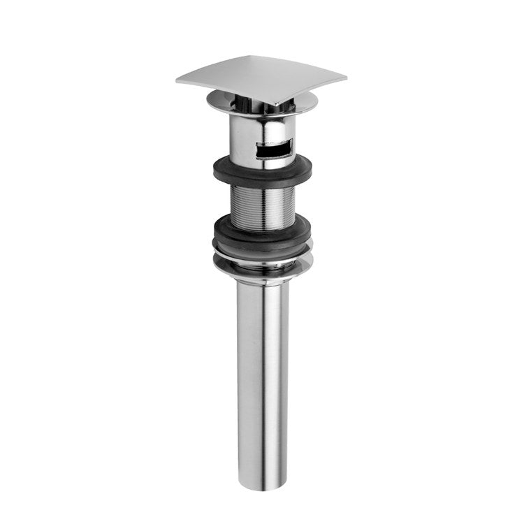 Lavatory Drain Stationary Square with Overflow and Oversized Flange Polished Chrome 10-2/3 Inch Length