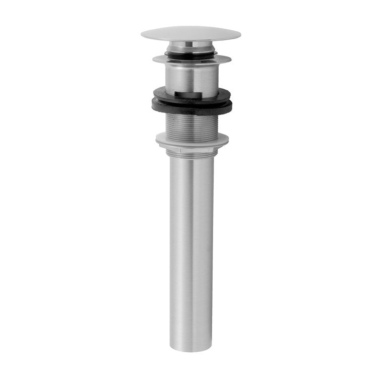 Lavatory Drain Finger Touch Round with Overflow 1-1/2 Inch Satin Gold for Standard Pop-Up and P.O. Plugs with Rubber Stoppers Ideal for Vessel Sinks 8 Inch Length - Image 1