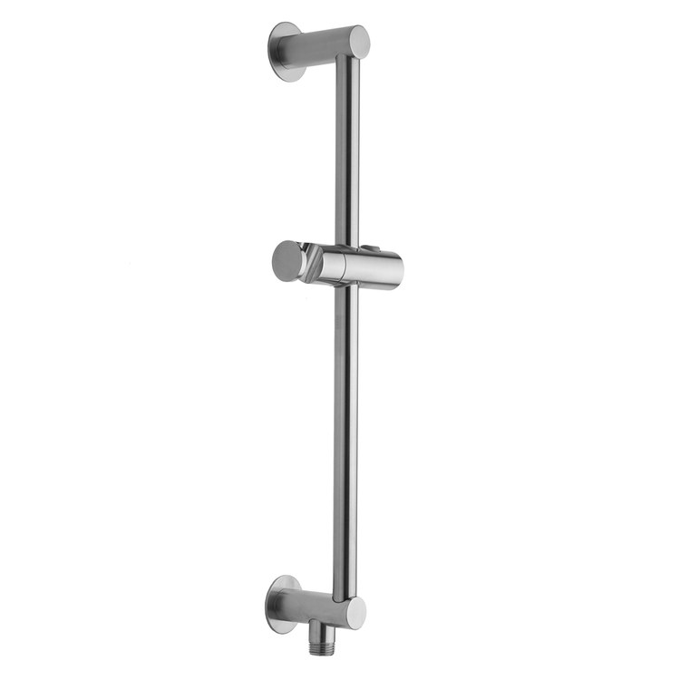 Wall Bar Contemporary Slim Matte Black 24 Inch Includes Bottom Water Outlet Push Button Slider Adjustable Handshower Angle Brass - Image 1
