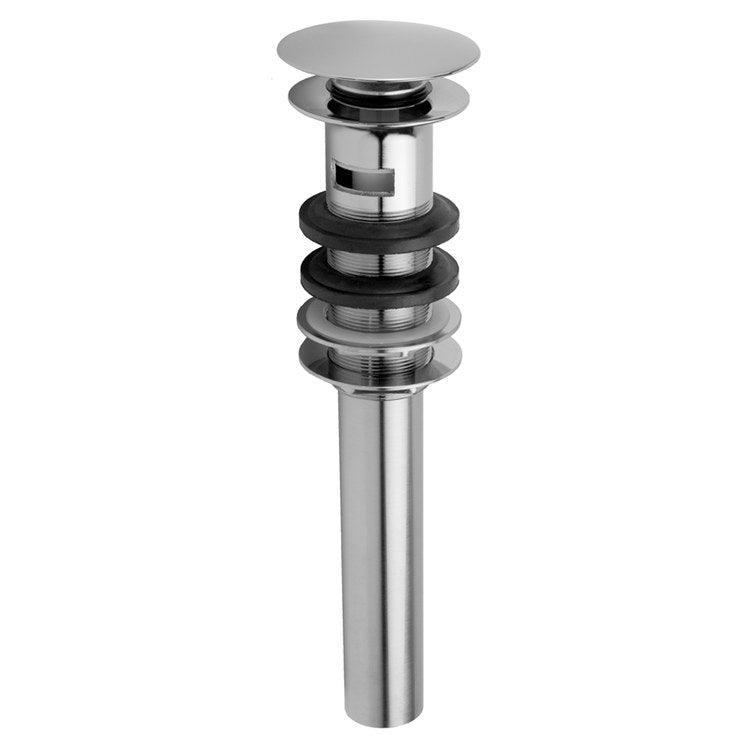 Lavatory Drain Finger Touch Round with Overflow 1-1/2 Inch Satin Gold for Vessel Sinks/Thick Installations 10 Inch Length - Image 1